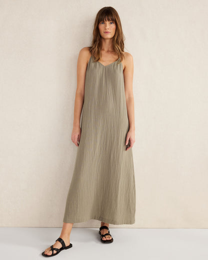 Talbots ORGANIC COTTON GAUZE V-NECK MAXI DRESS