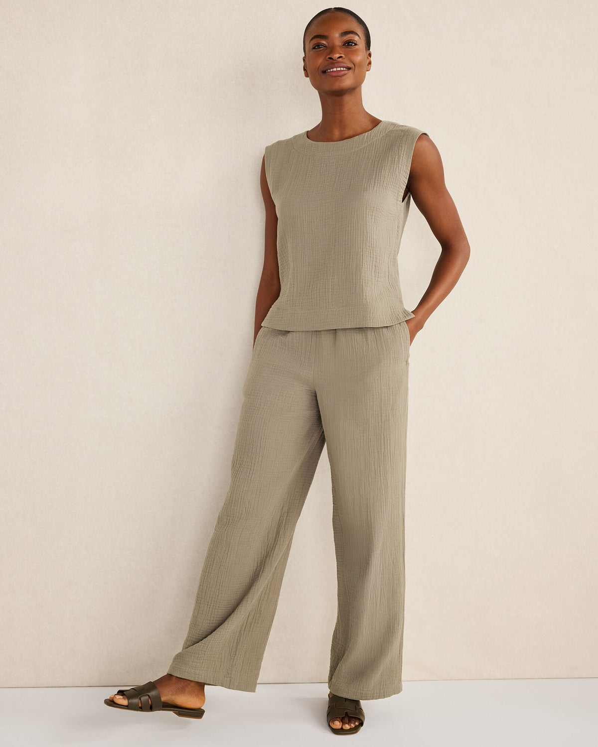 Talbots ORGANIC COTTON GAUZE STRAIGHT LEG PANTS