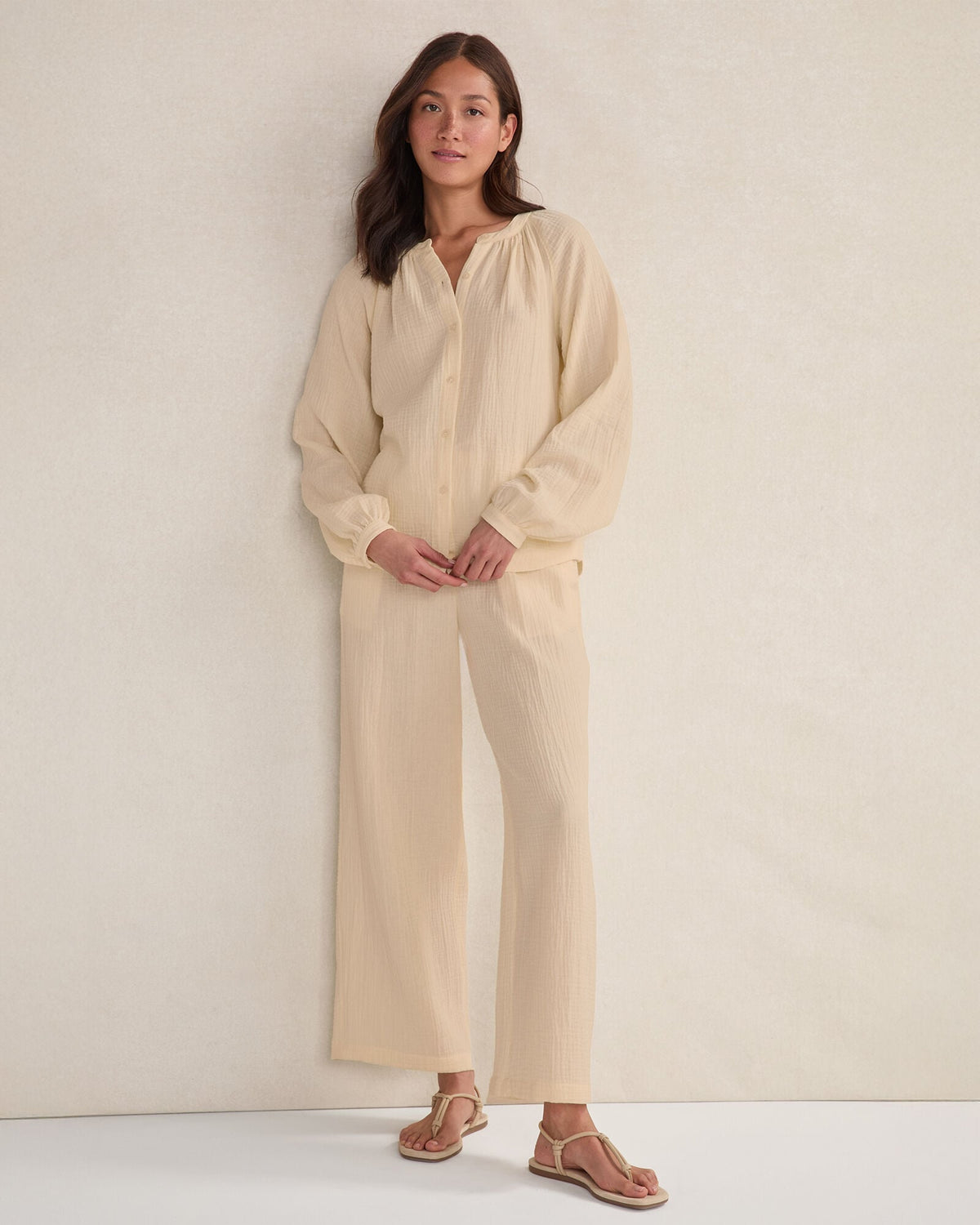 Talbots ORGANIC COTTON GAUZE STRAIGHT LEG PANTS