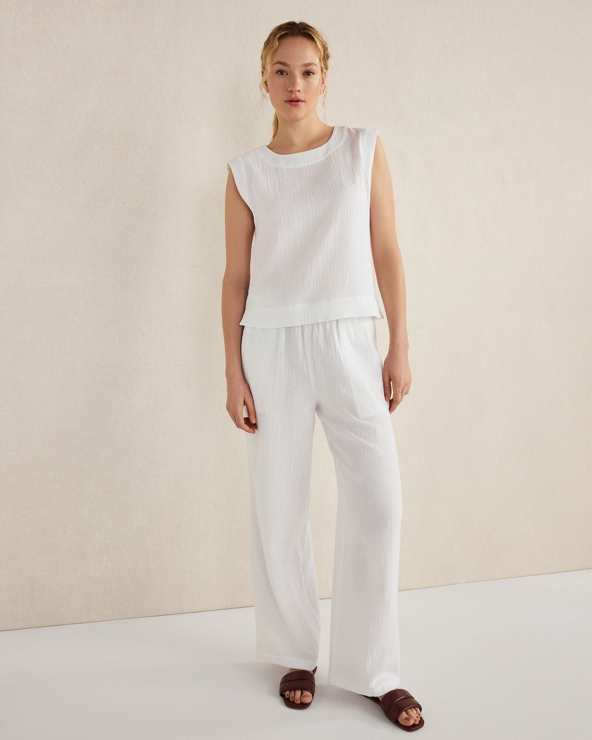 Talbots ORGANIC COTTON GAUZE STRAIGHT LEG PANTS