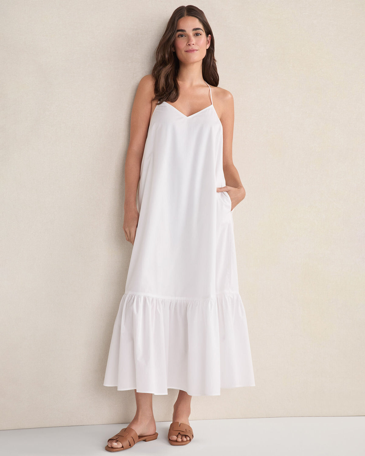 Talbots ORGANIC COTTON POPLIN TIERED MIDI DRESS