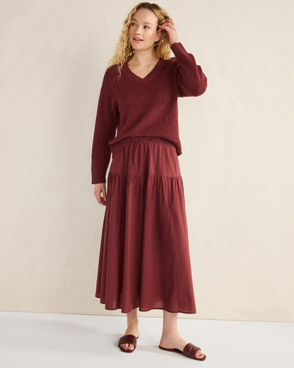Talbots COTTON VOILE BLEND DROP WAIST MIDI SKIRT