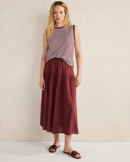 Talbots COTTON VOILE BLEND DROP WAIST MIDI SKIRT