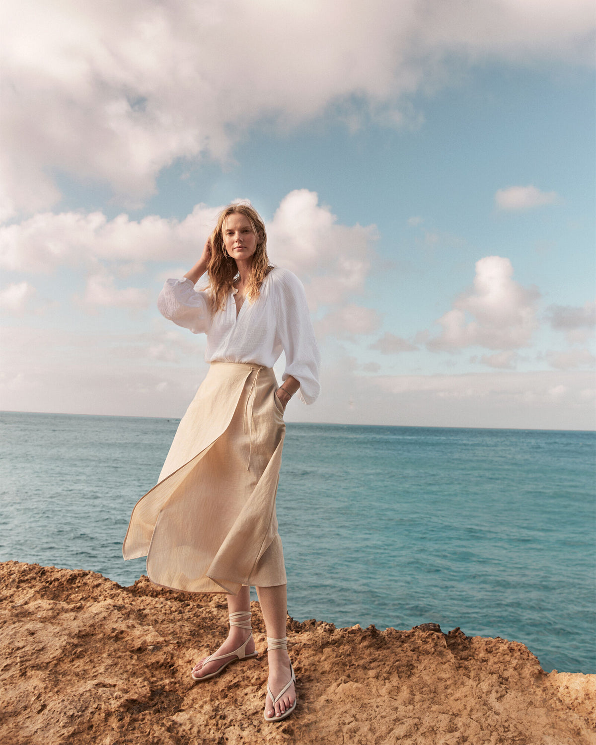 Talbots ORGANIC COTTON LINEN WRAP SKIRT