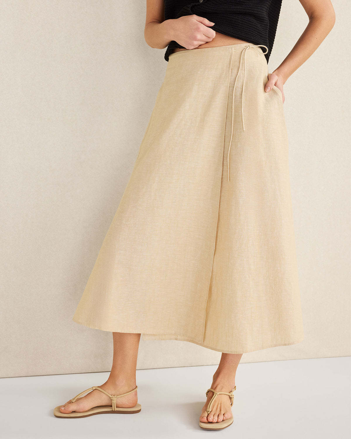 Talbots ORGANIC COTTON LINEN WRAP SKIRT