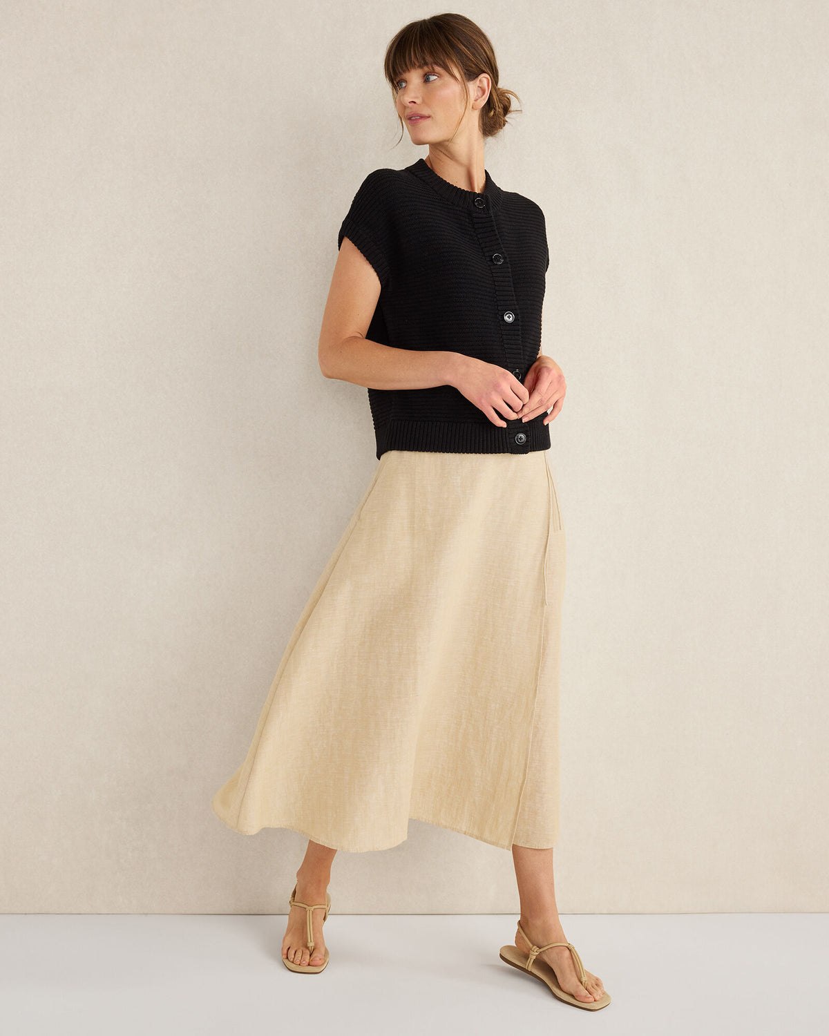 Talbots ORGANIC COTTON LINEN WRAP SKIRT