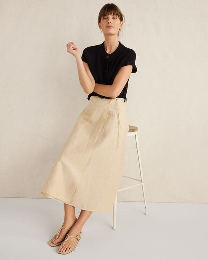 Talbots ORGANIC COTTON LINEN WRAP SKIRT