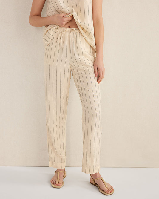 Talbots LINEN BLEND DOBBY STRIPE PANTS