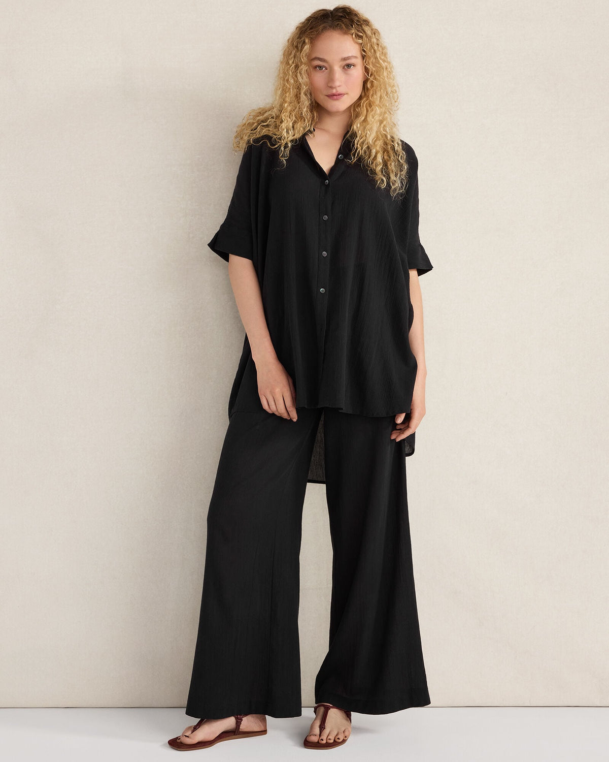 Talbots ORGANIC COTTON CRINKLE GAUZE BUTTON DOWN