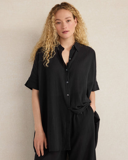 Talbots ORGANIC COTTON CRINKLE GAUZE BUTTON DOWN