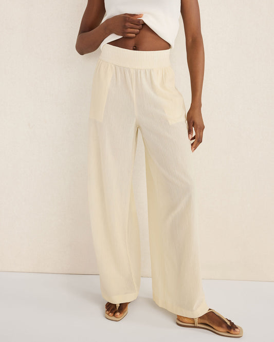 Talbots ORGANIC COTTON CRINKLE GAUZE WIDE LEG PANTS