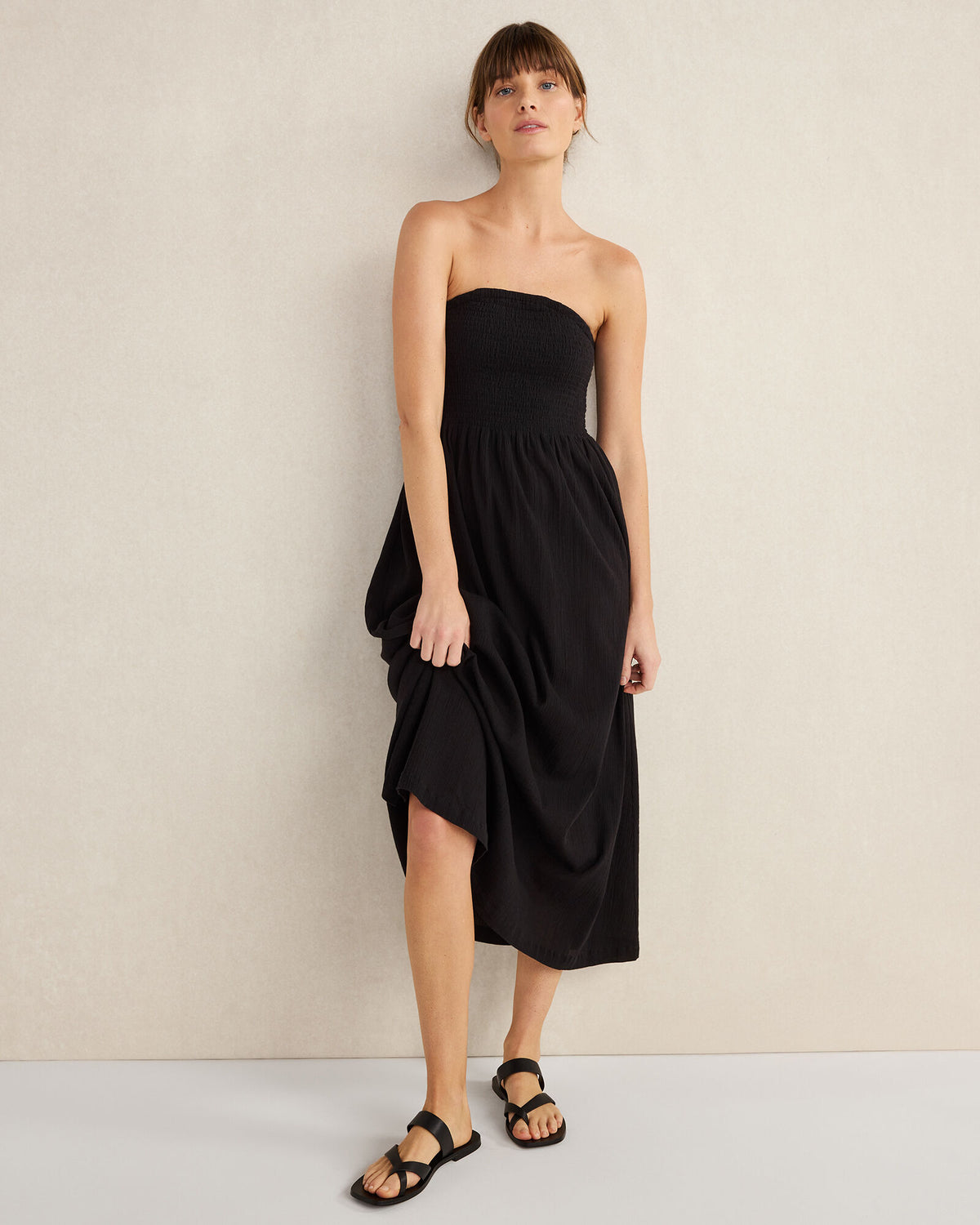 Talbots ORGANIC COTTON CRINKLE GAUZE STRAPLESS DRESS