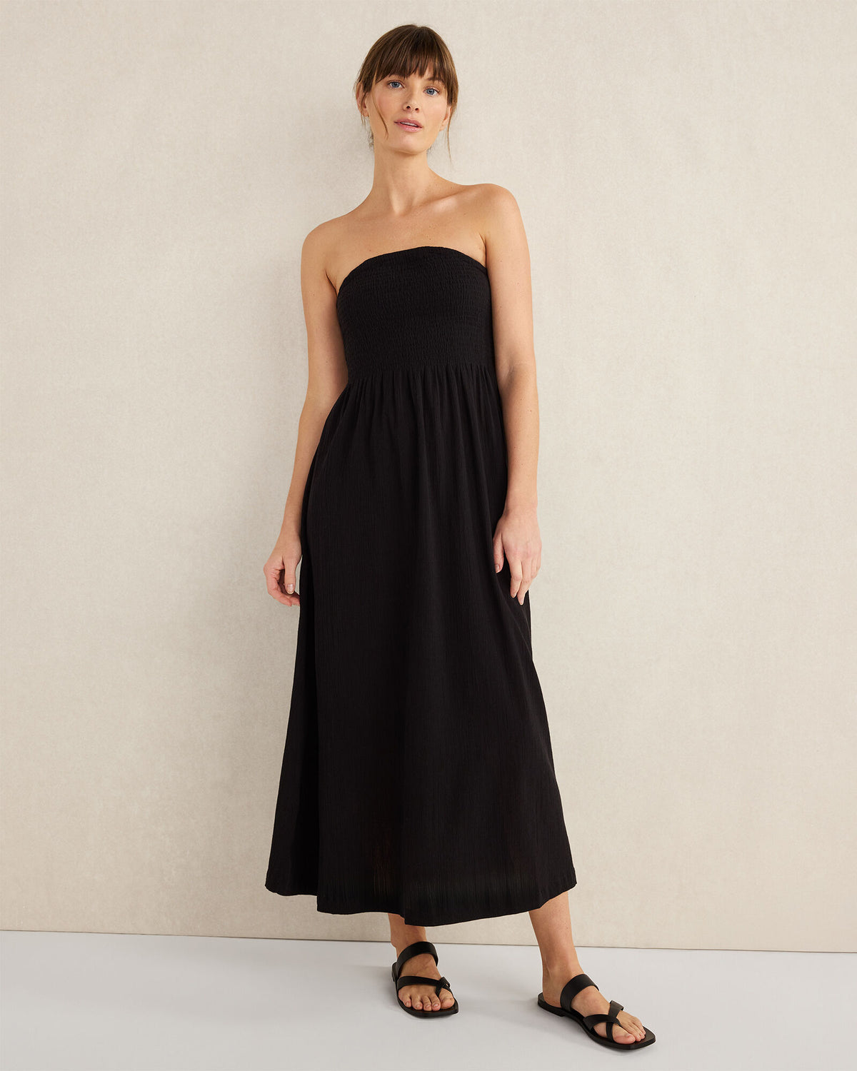 Talbots ORGANIC COTTON CRINKLE GAUZE STRAPLESS DRESS
