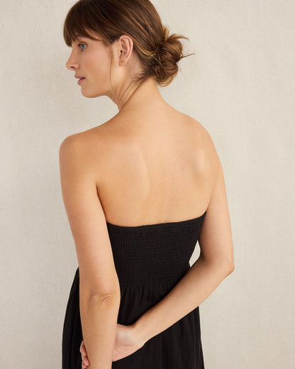 Talbots ORGANIC COTTON CRINKLE GAUZE STRAPLESS DRESS
