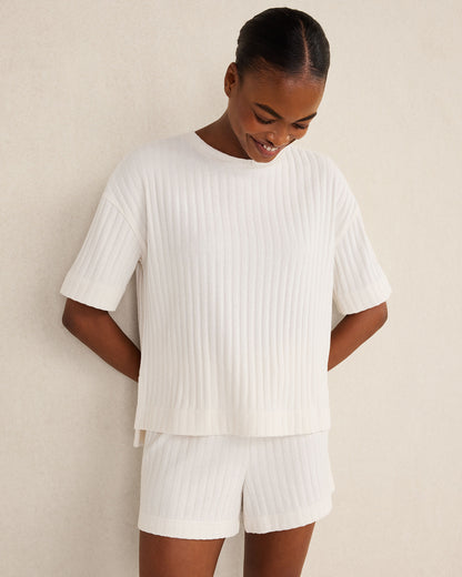 Talbots COTTON WIDE RIB SHORT SLEEVE TOP