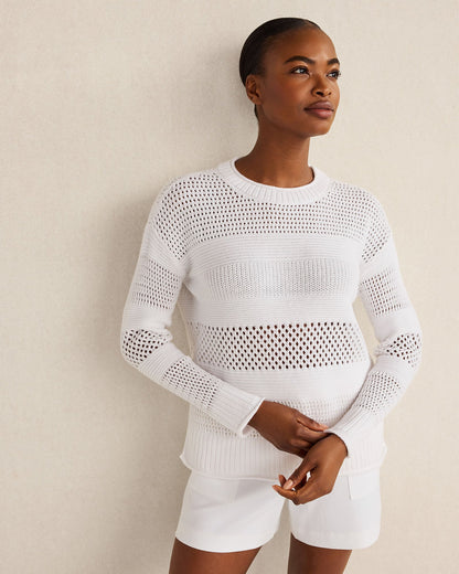 Talbots ORGANIC COTTON OPEN STITCH CREWNECK SWEATER
