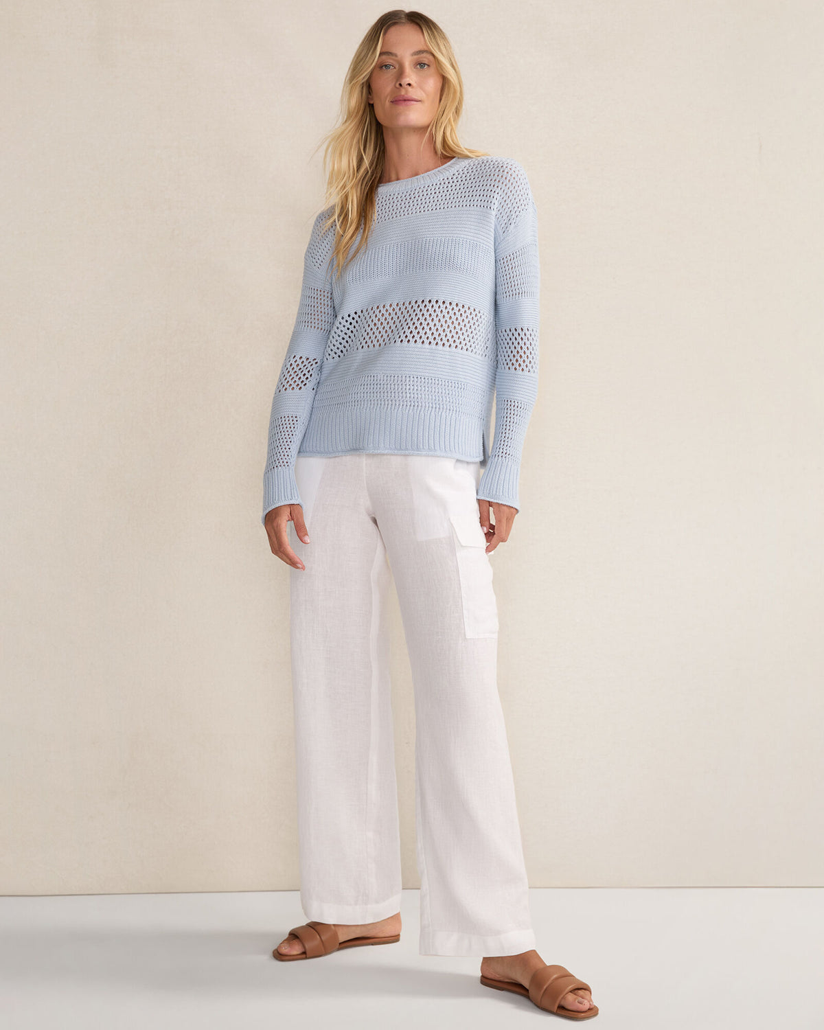 Talbots ORGANIC COTTON OPEN STITCH CREWNECK SWEATER