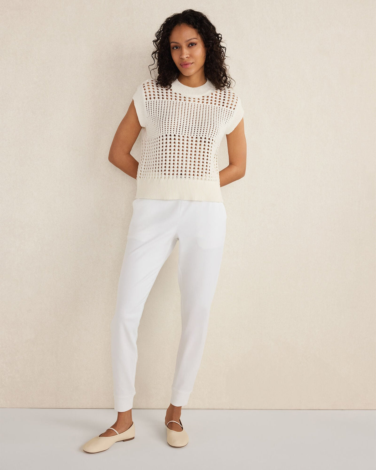 Talbots ORGANIC COTTON OPEN STITCH SHORT SLEEVE SWEATER