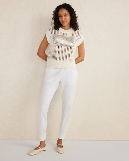 Talbots ORGANIC COTTON OPEN STITCH SHORT SLEEVE SWEATER