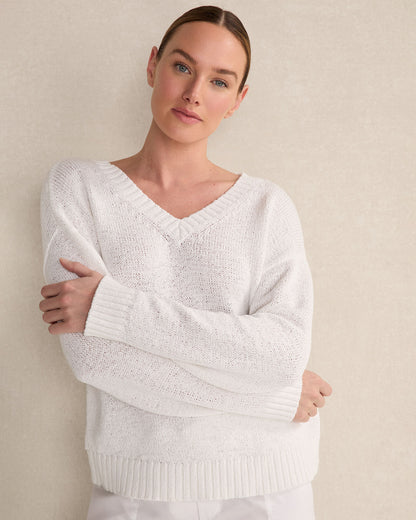 Talbots ORGANIC COTTON FLAT TAPE V-NECK SWEATER