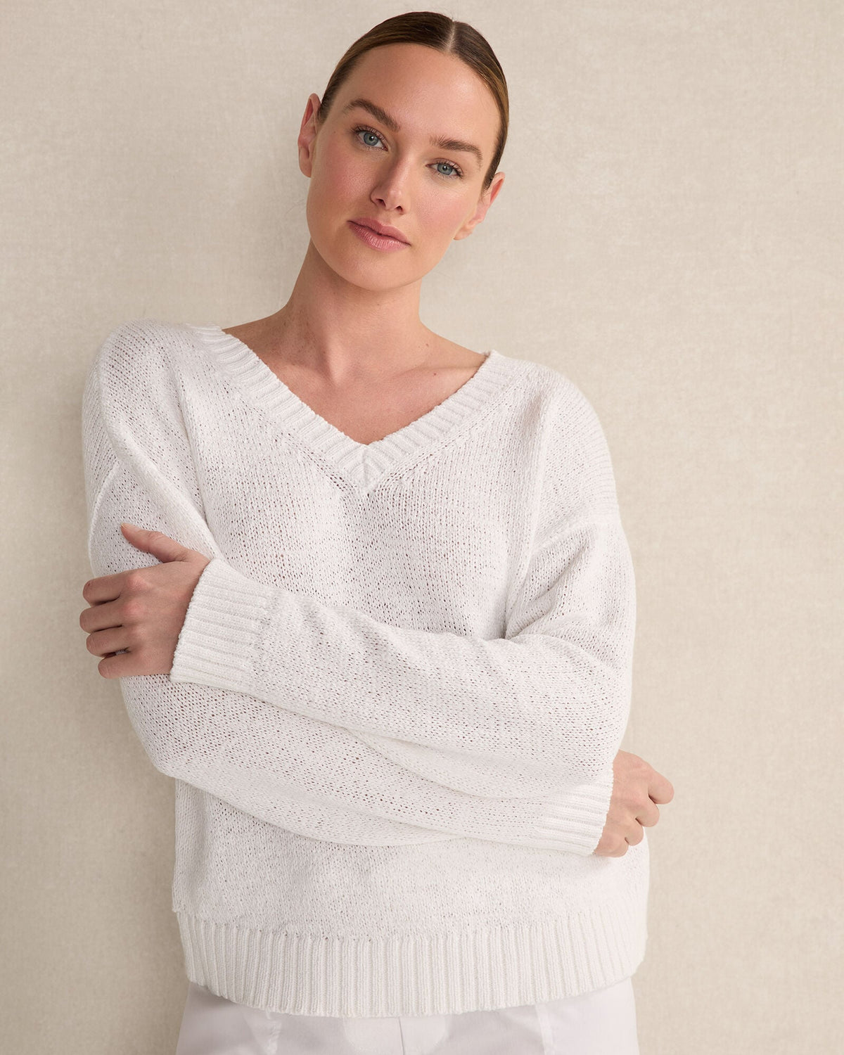 Talbots ORGANIC COTTON FLAT TAPE V-NECK SWEATER