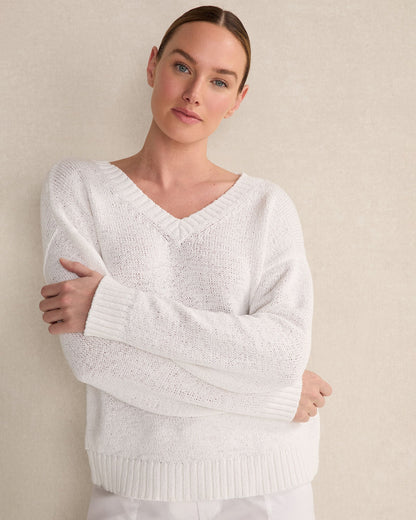 Talbots ORGANIC COTTON FLAT TAPE V-NECK SWEATER