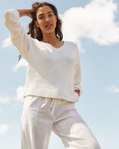 Talbots ORGANIC COTTON FLAT TAPE V-NECK SWEATER