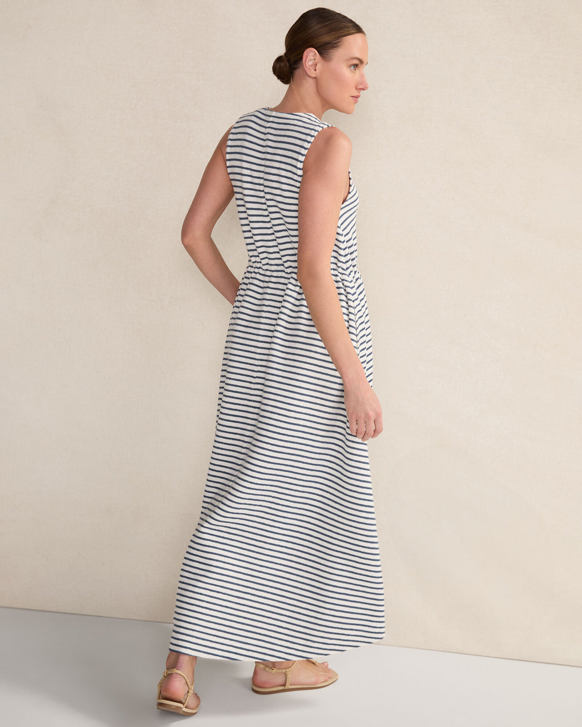 Talbots COTTON BLEND TEXTURED STRIPE MIDI DRESS