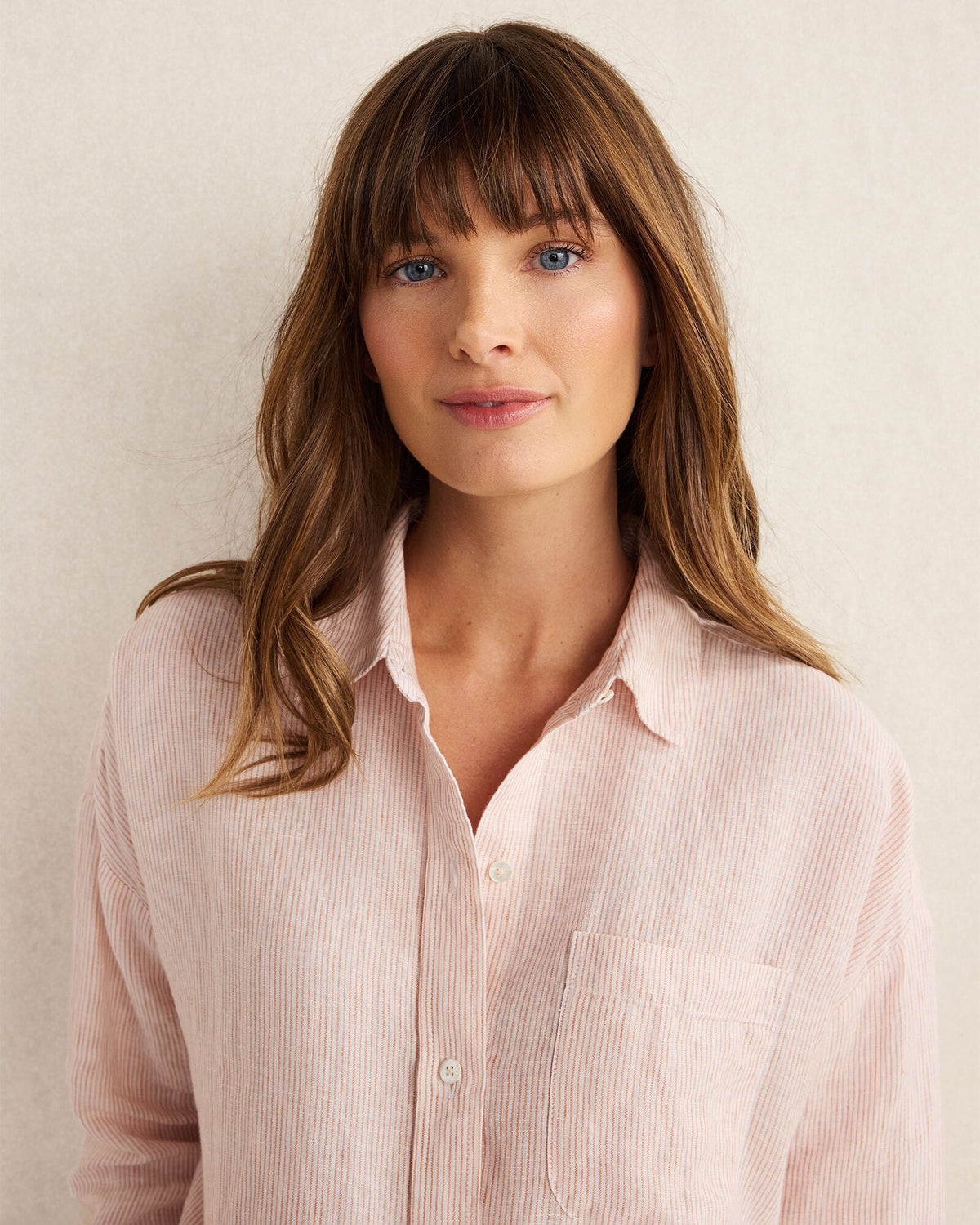 Talbots LINEN STRIPED BOXY SHIRT