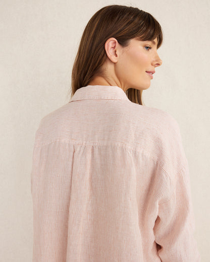 Talbots LINEN STRIPED BOXY SHIRT