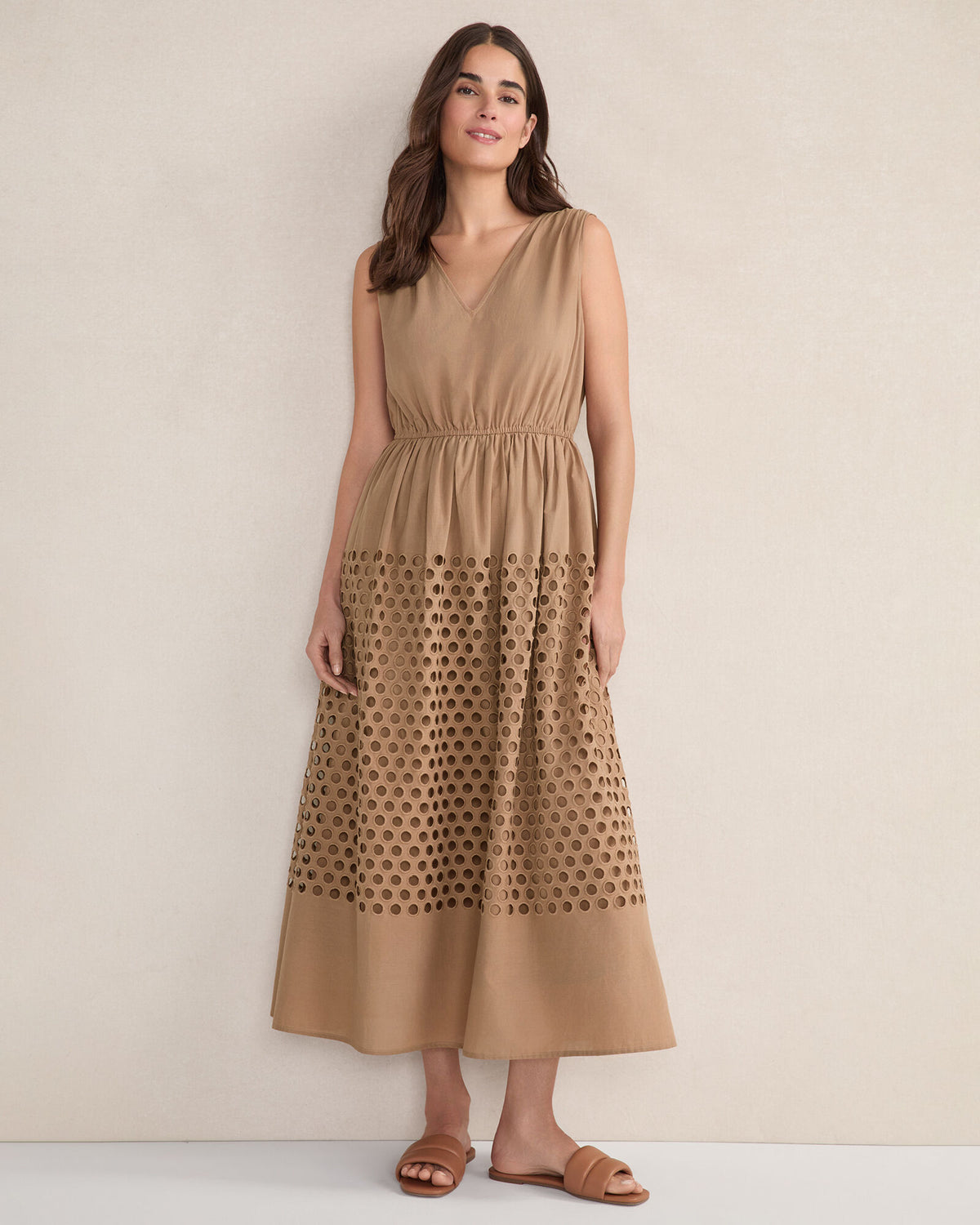 Talbots ORGANIC COTTON HONEYCOMB EYELET MIDI DRESS