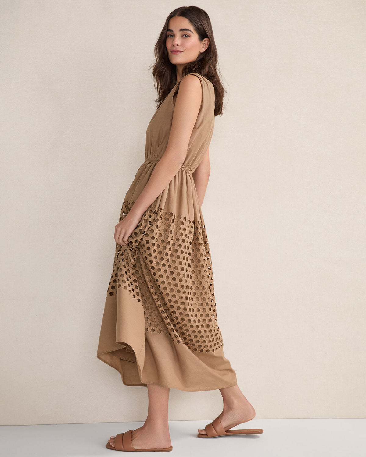Talbots ORGANIC COTTON HONEYCOMB EYELET MIDI DRESS