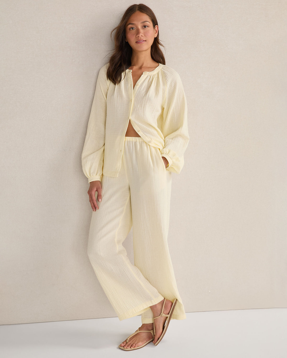 Talbots ORGANIC COTTON GAUZE LONG SLEEVE TOP