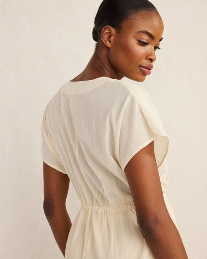 Talbots ORGANIC COTTON CRINKLE GAUZE FLUTTER SLEEVE TOP