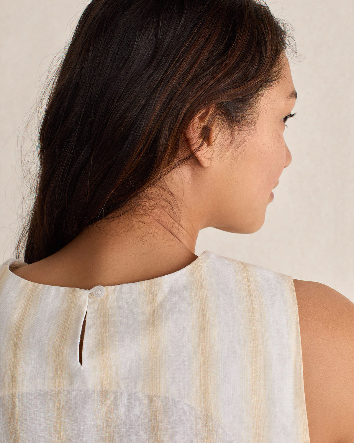 Talbots ORGANIC COTTON LINEN STRIPE SIDE TIE TANK