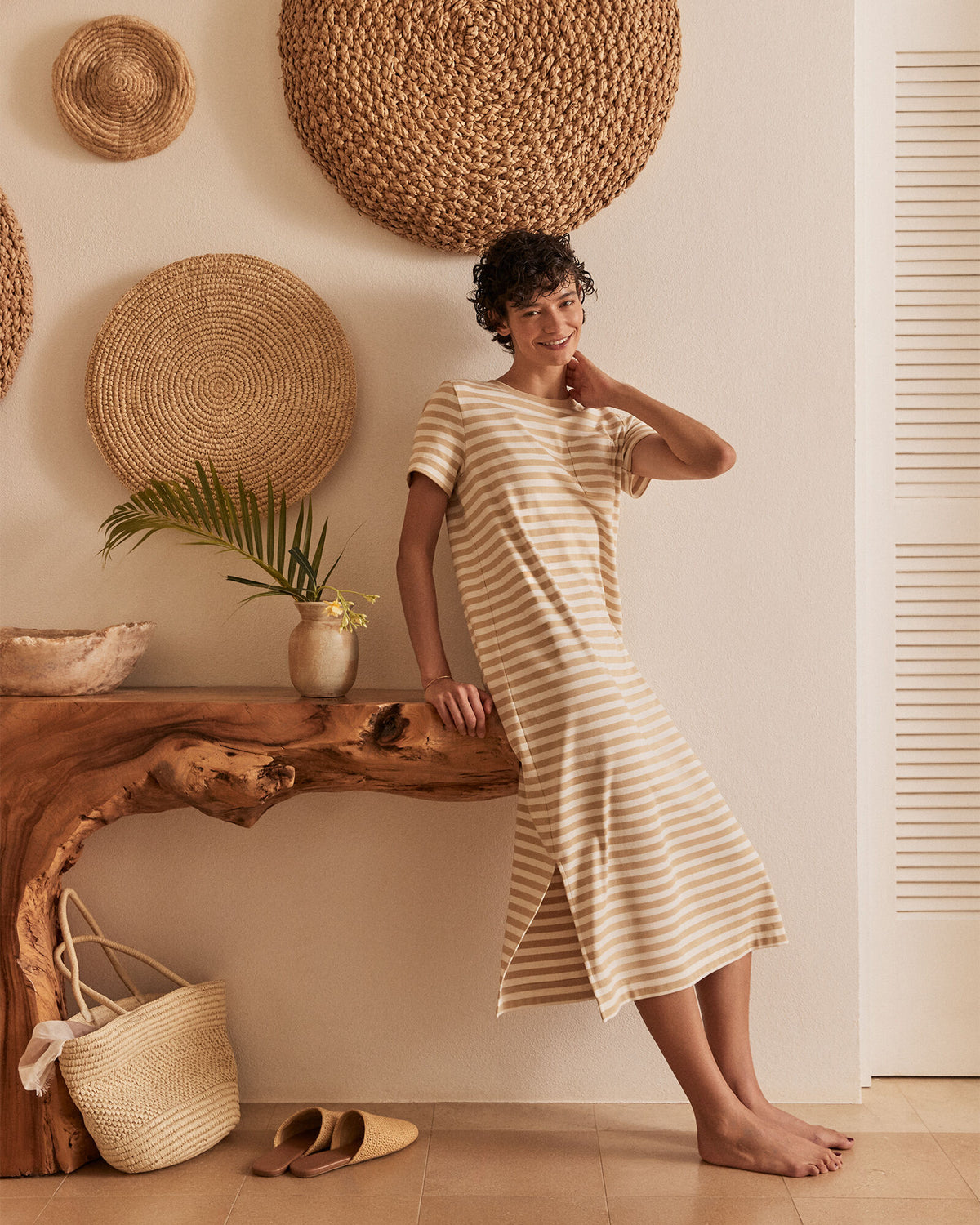 Talbots ORGANIC COTTON INTERLOCK STRIPE T-SHIRT DRESS