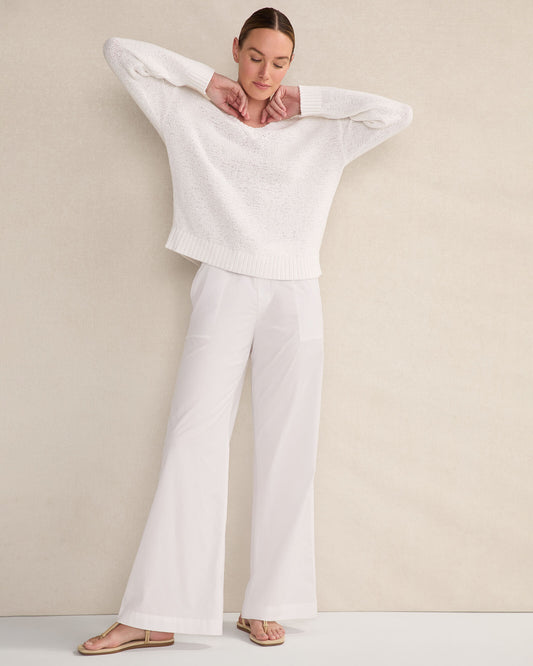 Talbots ORGANIC COTTON POPLIN WIDE LEG PANTS