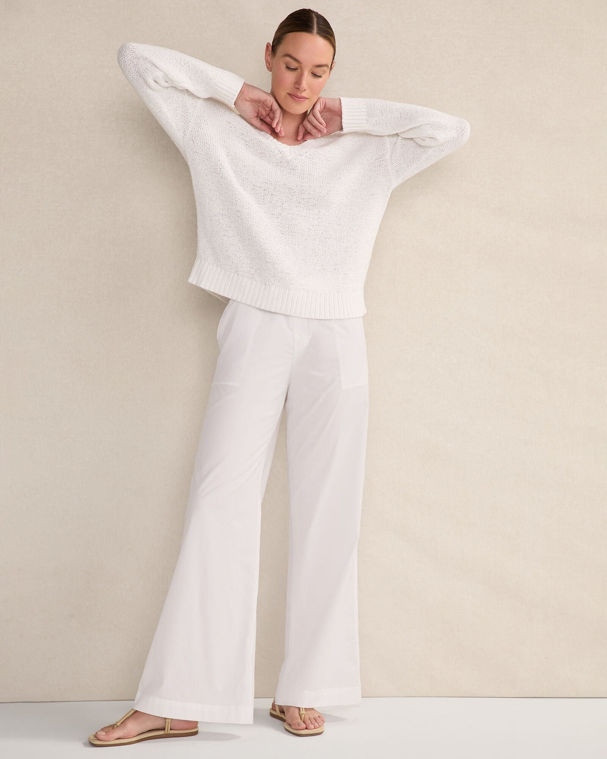 Talbots ORGANIC COTTON POPLIN WIDE LEG PANTS