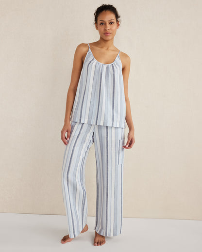 Talbots ORGANIC COTTON LINEN COASTAL STRIPE CARGO SLEEP PANTS
