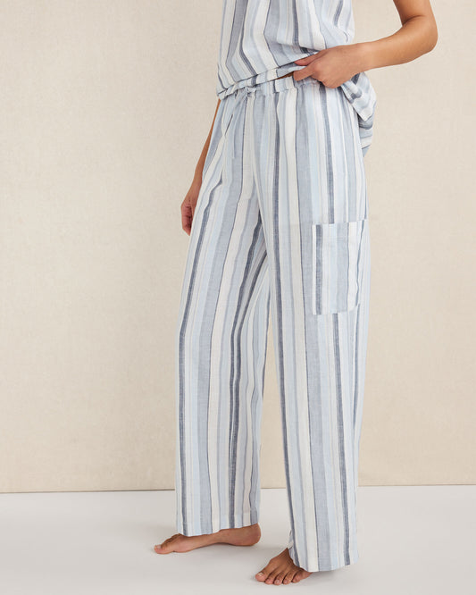 Talbots ORGANIC COTTON LINEN COASTAL STRIPE CARGO SLEEP PANTS