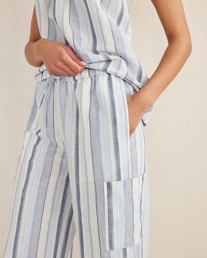 Talbots ORGANIC COTTON LINEN COASTAL STRIPE CARGO SLEEP PANTS