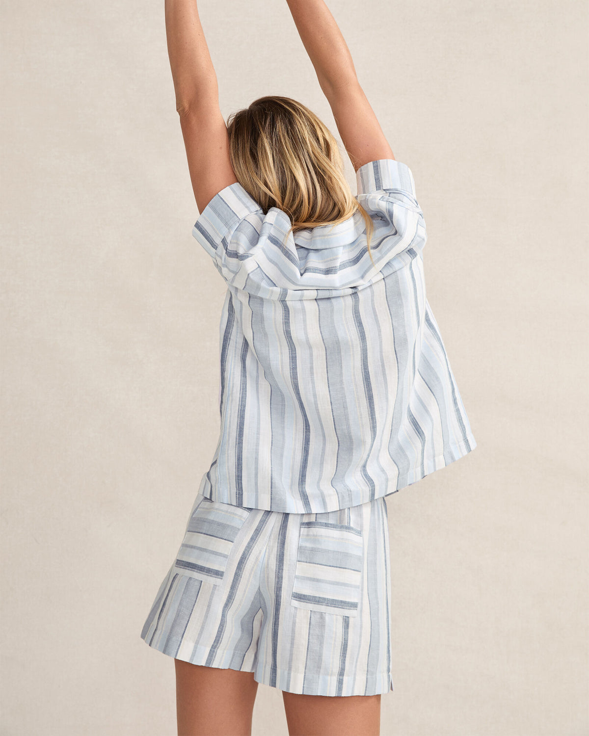 Talbots ORGANIC COTTON LINEN COASTAL STRIPE SLEEP SET