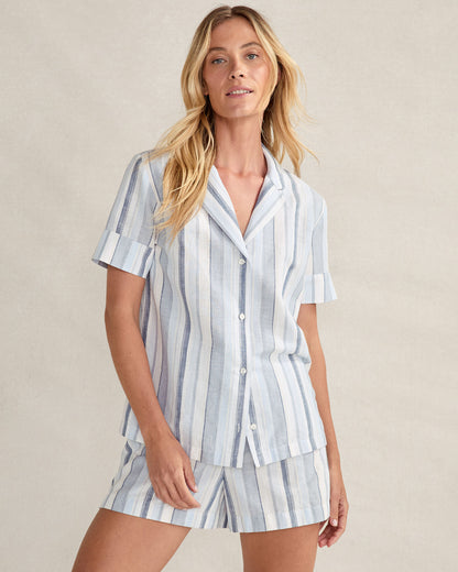 Talbots ORGANIC COTTON LINEN COASTAL STRIPE SLEEP SET