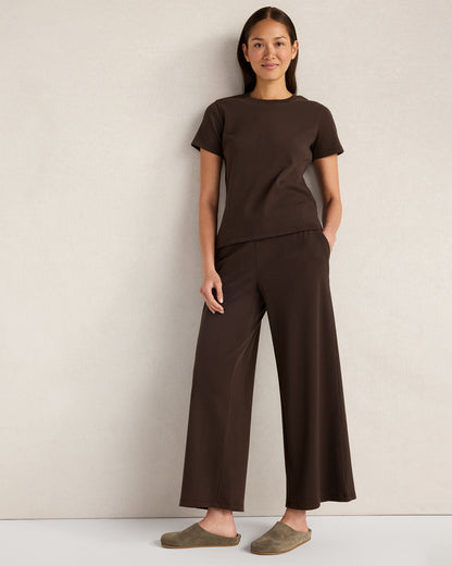 Talbots ORGANIC COTTON RIB KNIT WIDE LEG PANTS