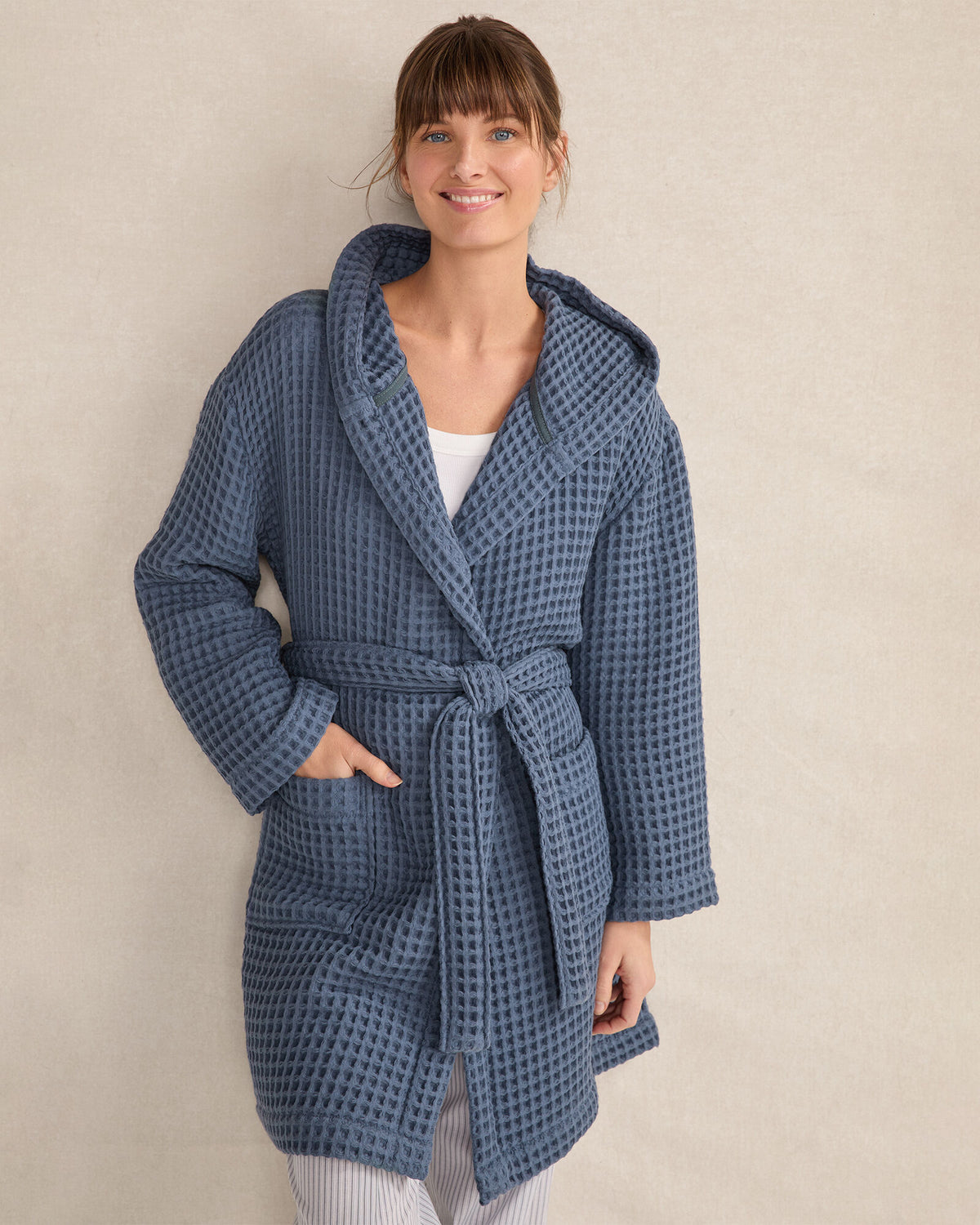Talbots ORGANIC COTTON WAFFLE HOODED ROBE