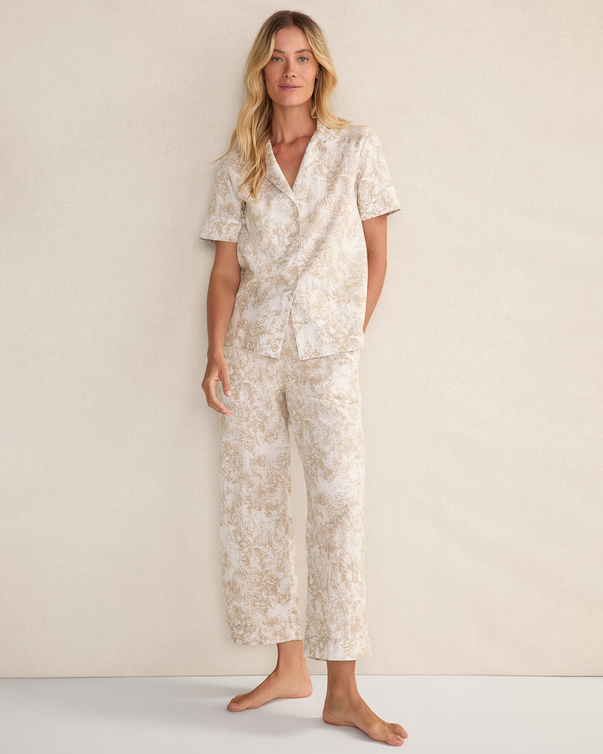 Talbots ORGANIC COTTON LINEN SERENE BOTANICALS SHORT SLEEVE SLEEP TOP