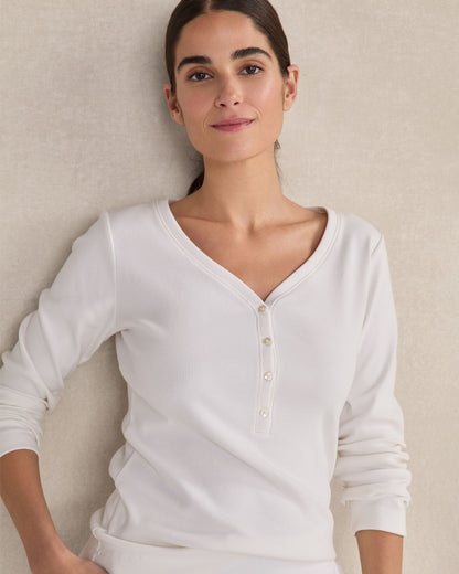 Talbots ORGANIC COTTON RIB KNIT HENLEY