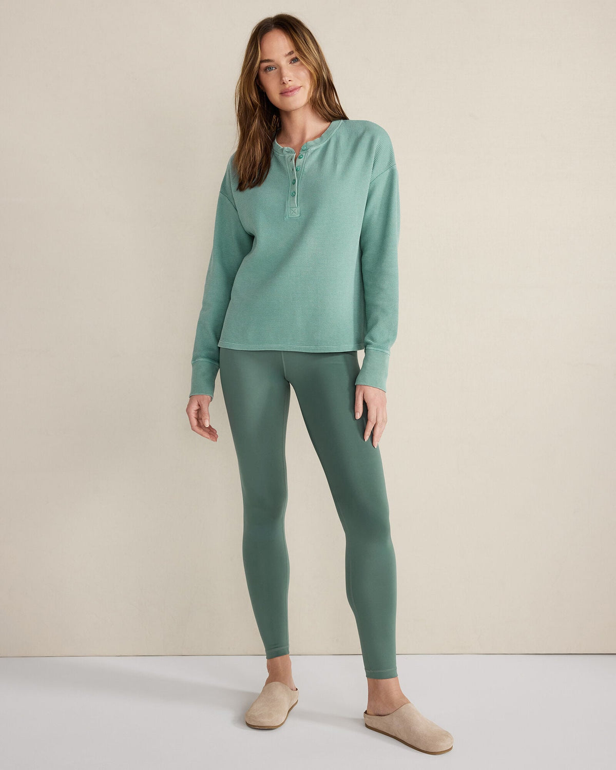Talbots ORGANIC COTTON WAFFLE HENLEY