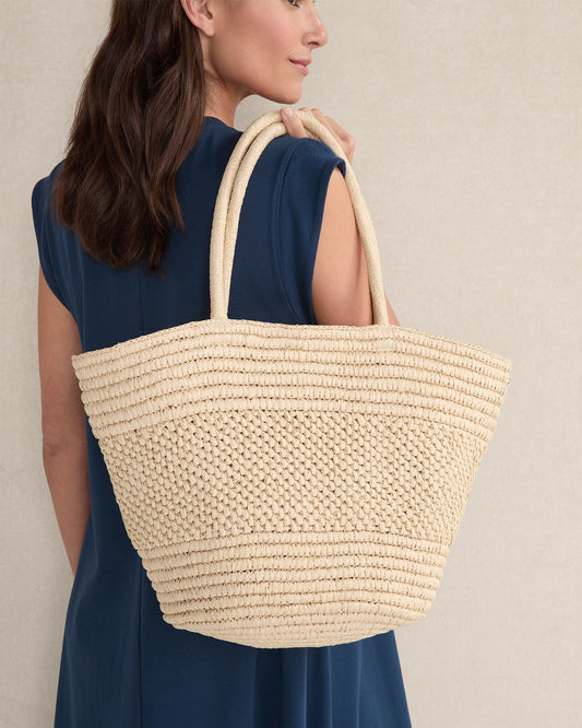 Talbots LARGE STRAW ROUNDED TOTE