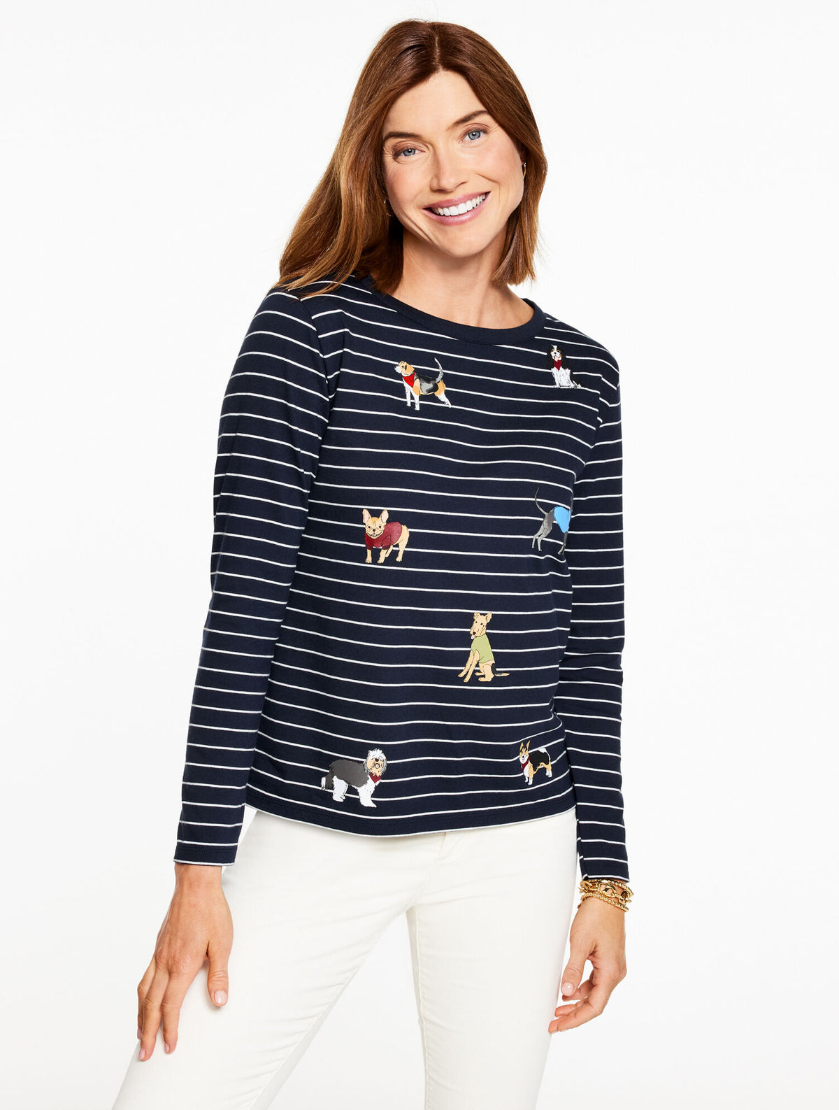 Talbots LONG SLEEVE CREWNECK TEE - JOVIAL DOGS